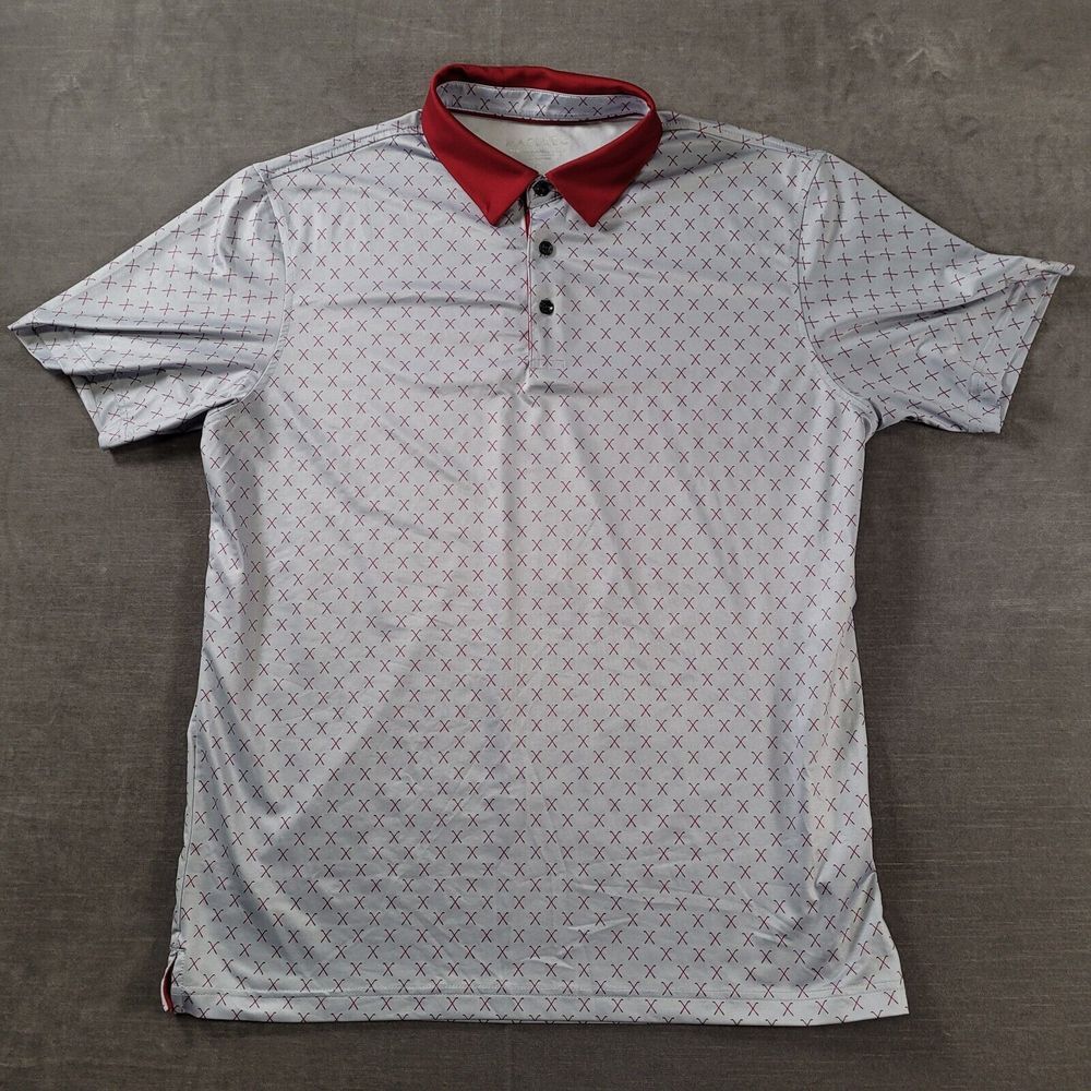 Maelreg Performance Golf Polo Silver Red Golf Clubs Mens Size‎ L